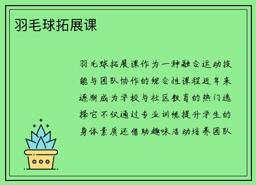 羽毛球拓展课